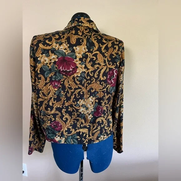 *VINTAGE* 90s cropped bomber jacket in gorgeous grannycore print - Picture 9 of 9